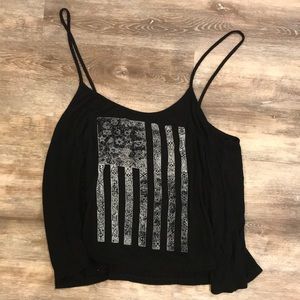 Black American flag crop top